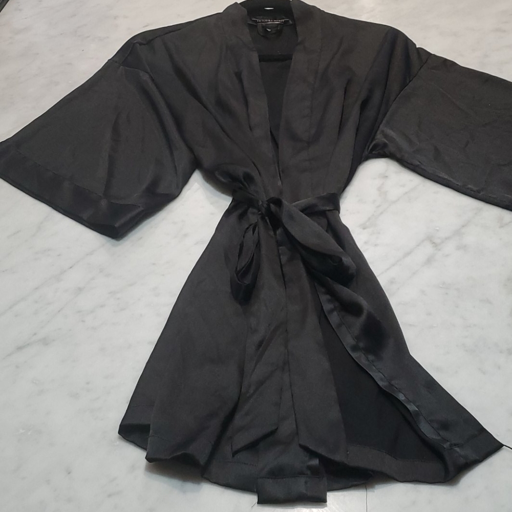 Victoria's Secret black satin robe